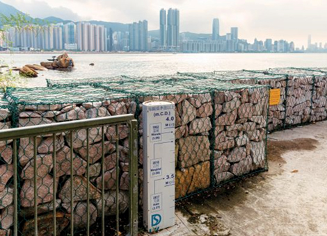 Record of Water Levels at Lei Yue Mun Village during typhoons (Photo source: Drainage Services Departments