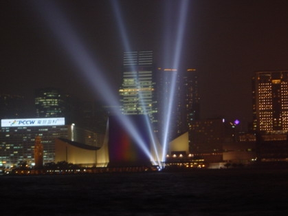 Searchlight demonstration for buildings which will participate in "A Symphony of Lights" 7
